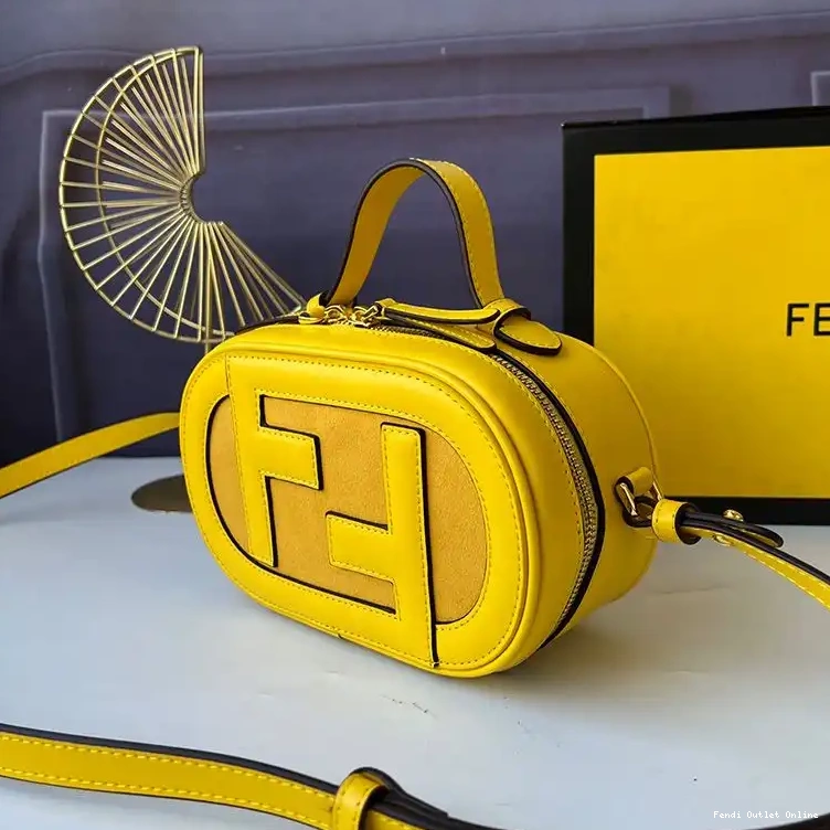 Affordable Fendi In Mini Camera Leather Case O'Lock Yellow Calf 0623